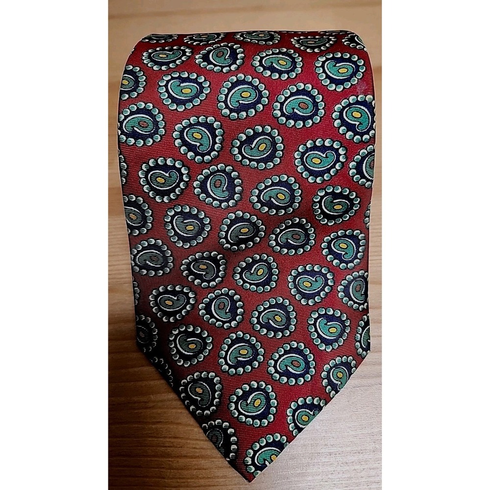 Christian Dior Monsieur Silk Neck Tie Paisley Red USA Vintage 3.5x57